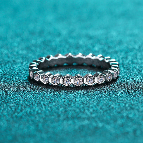 Half and Full Moissanite Diamond Wedding Band Kai - Jewelry